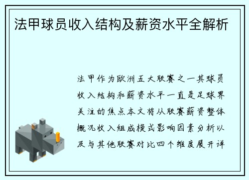 法甲球员收入结构及薪资水平全解析